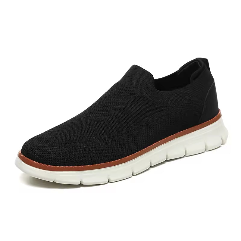 Soft Slip-on - Elastic Knit Casual Black Shoes - OutfitLondon