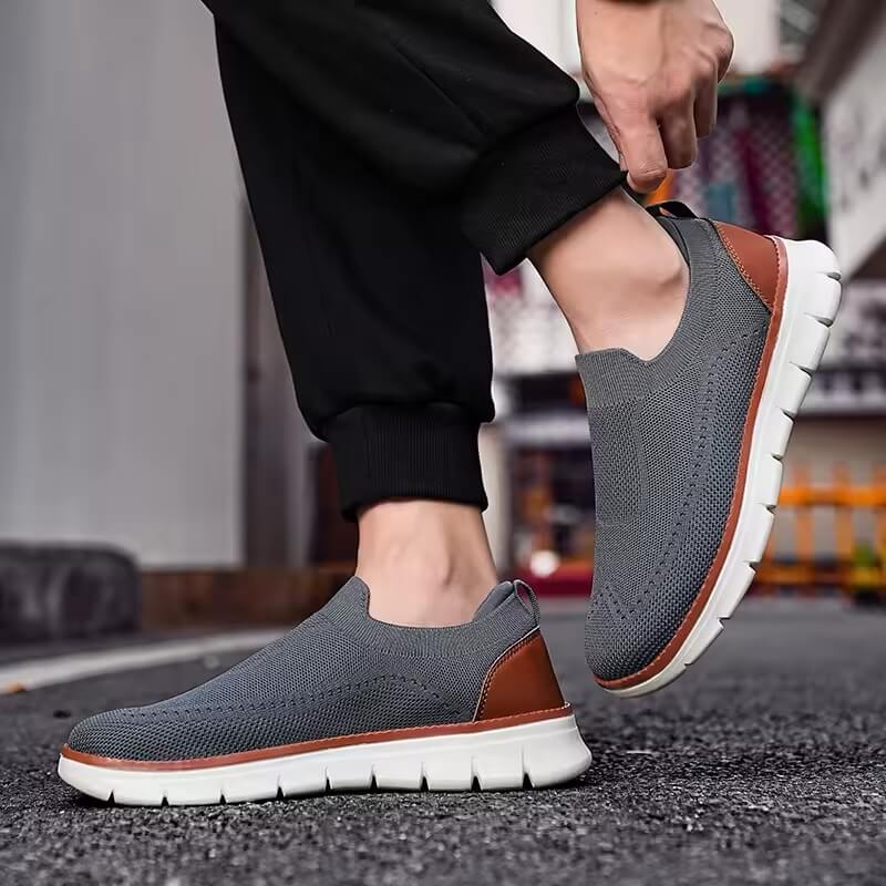 Soft Gray Slip-on Knit Sneakers for Men