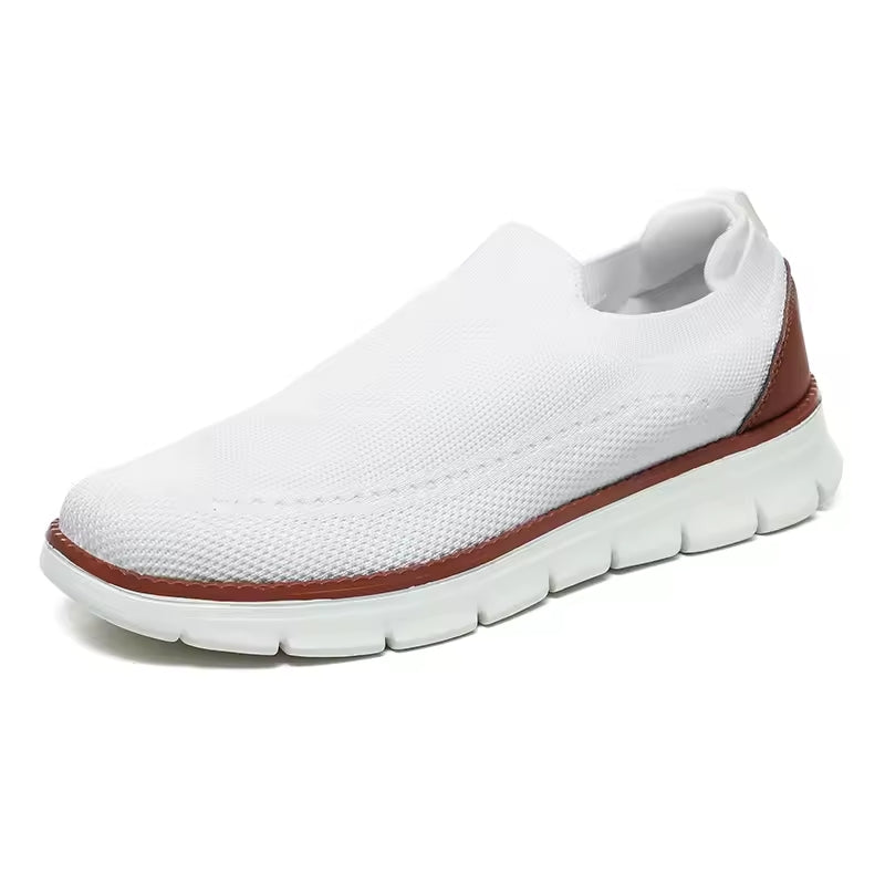 Soft Knit Slip On Comfortable Walking Shoes White - OutfitLondon