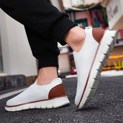 Soft Knit Slip On Comfortable Walking Shoes White