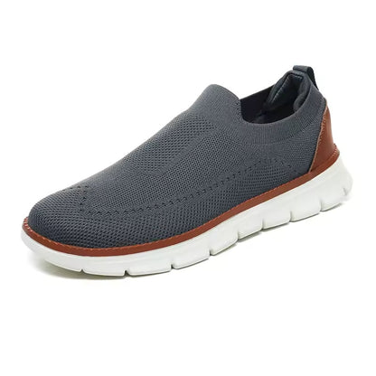 Soft Gray Slip-on Knit Sneakers for Men - OutfitLondon