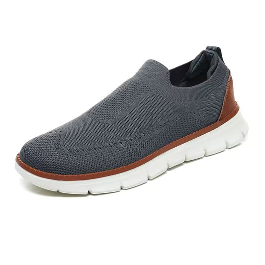 Soft Gray Slip-on Knit Sneakers for Men - OutfitLondon