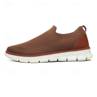 Soft Slip-on - Stretchy Knit Casual Brown Shoes
