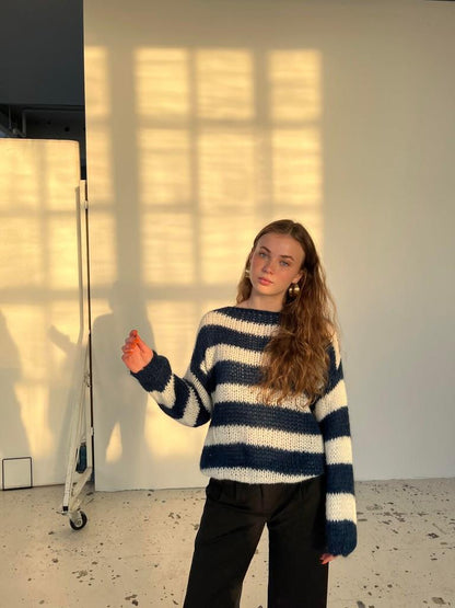 Cozy Striped Loose Fit Women's Sweater