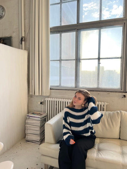 Cozy Striped Loose Fit Women's Sweater