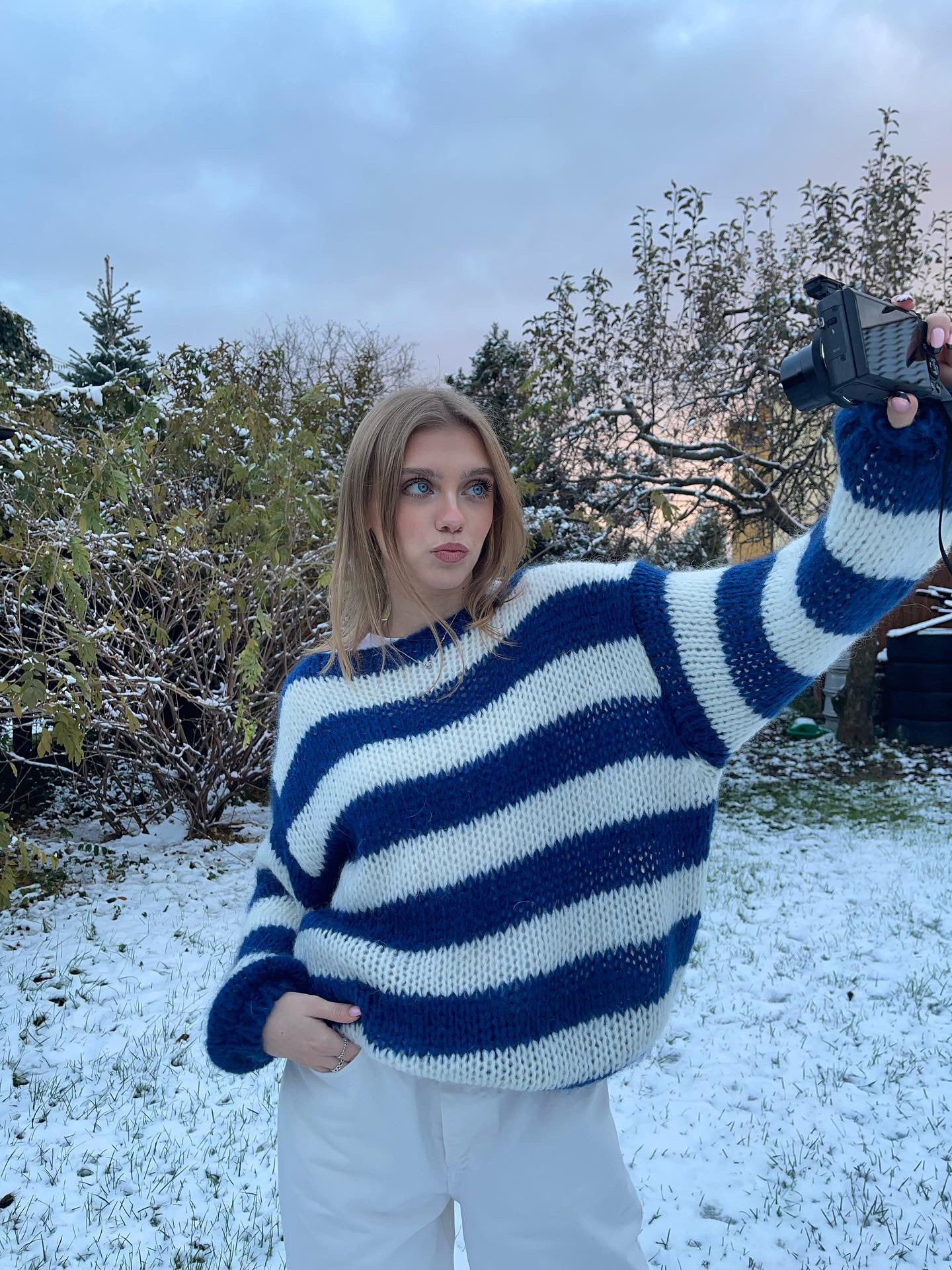 Cozy Striped Loose Fit Women's Sweater