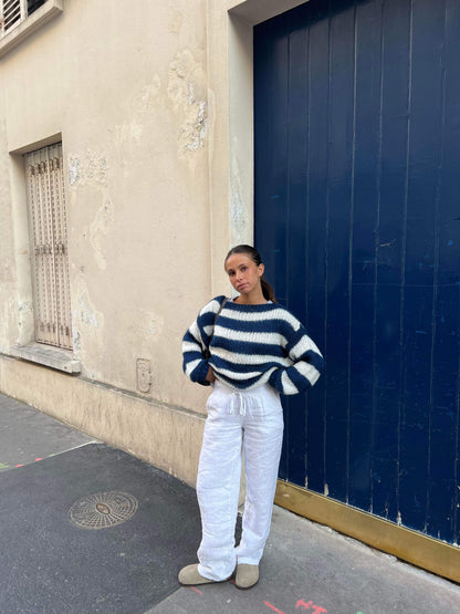 Cozy Striped Loose Fit Women's Sweater