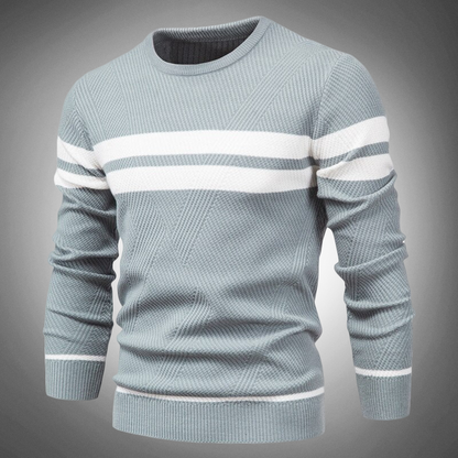 Casual Striped Knit Crew Neck Sweater