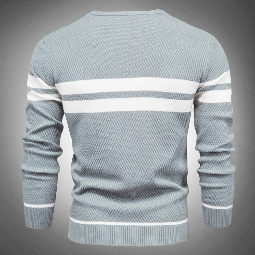 Casual Striped Knit Crew Neck Sweater