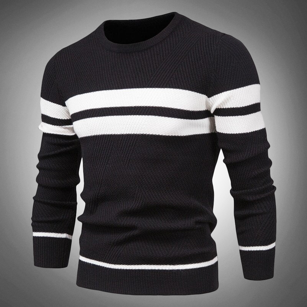 Casual Striped Knit Crew Neck Sweater