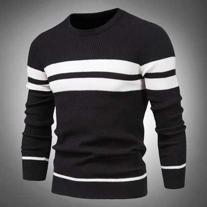 Casual Striped Knit Crew Neck Sweater