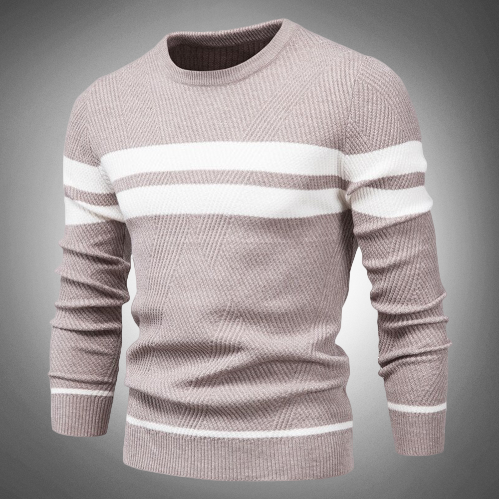 Casual Striped Knit Crew Neck Sweater