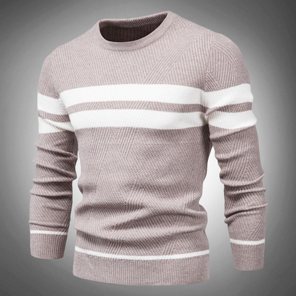 Casual Striped Knit Crew Neck Sweater