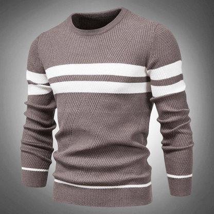 Casual Striped Knit Crew Neck Sweater