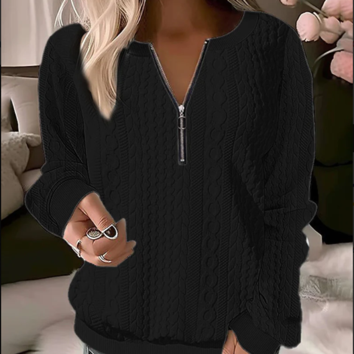 Soft Crew Neck Patterned Pullover Sweater - OutfitLondon