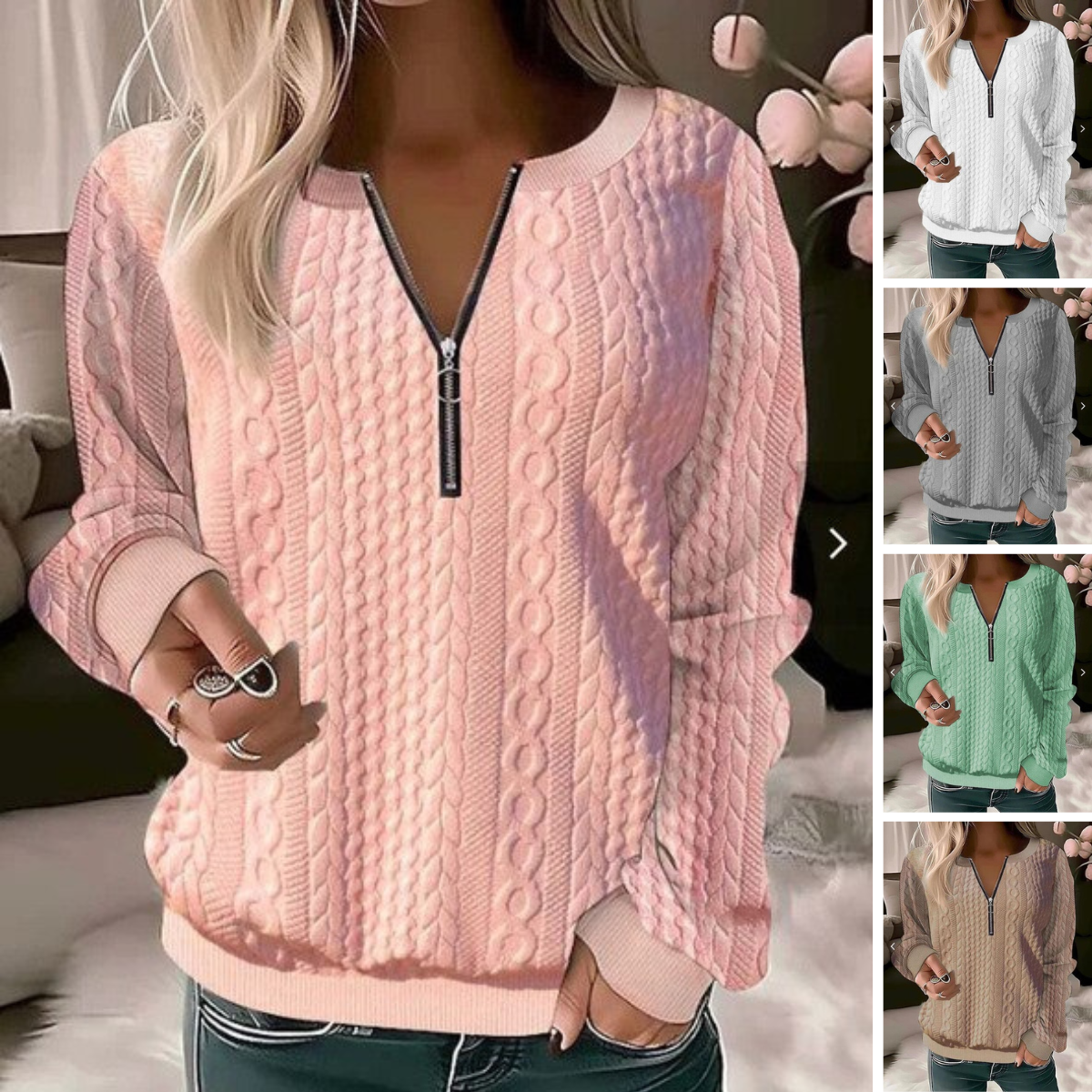 Soft Crew Neck Patterned Pullover Sweater