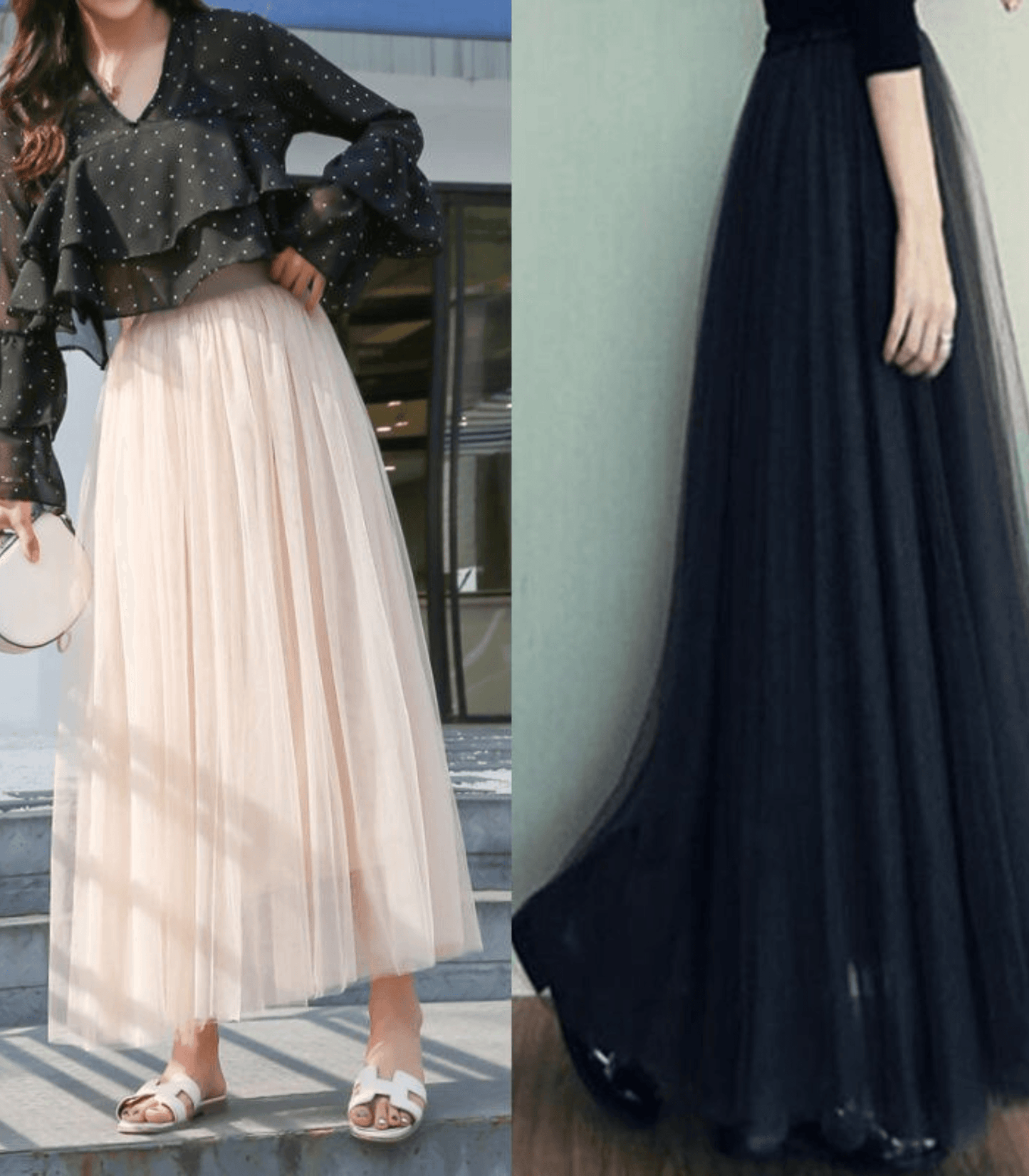 High Waisted Midi Flowy Ankle Skirt