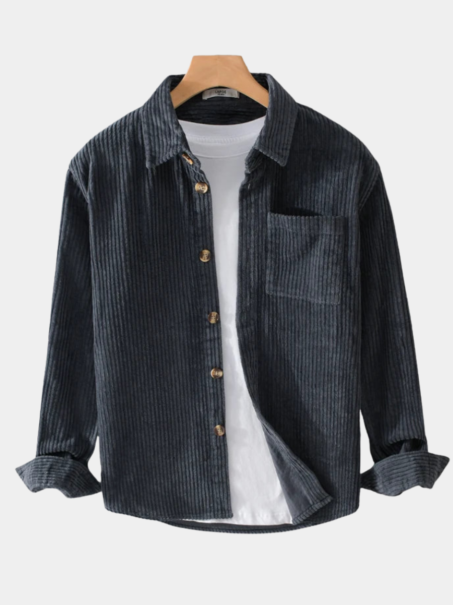 Fitted Velvet Button Down Shirt - OutfitLondon
