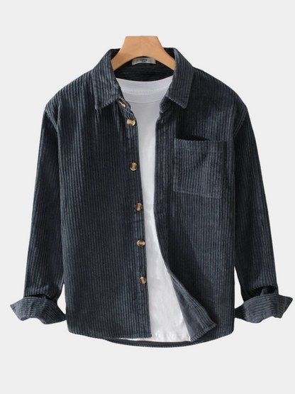 Fitted Velvet Button Down Shirt - OutfitLondon