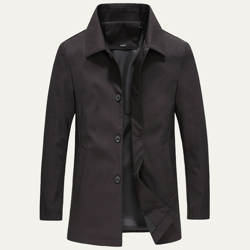Men's Simple Button Front Trench Coat