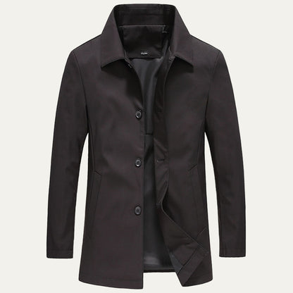 Men's Simple Button Front Trench Coat