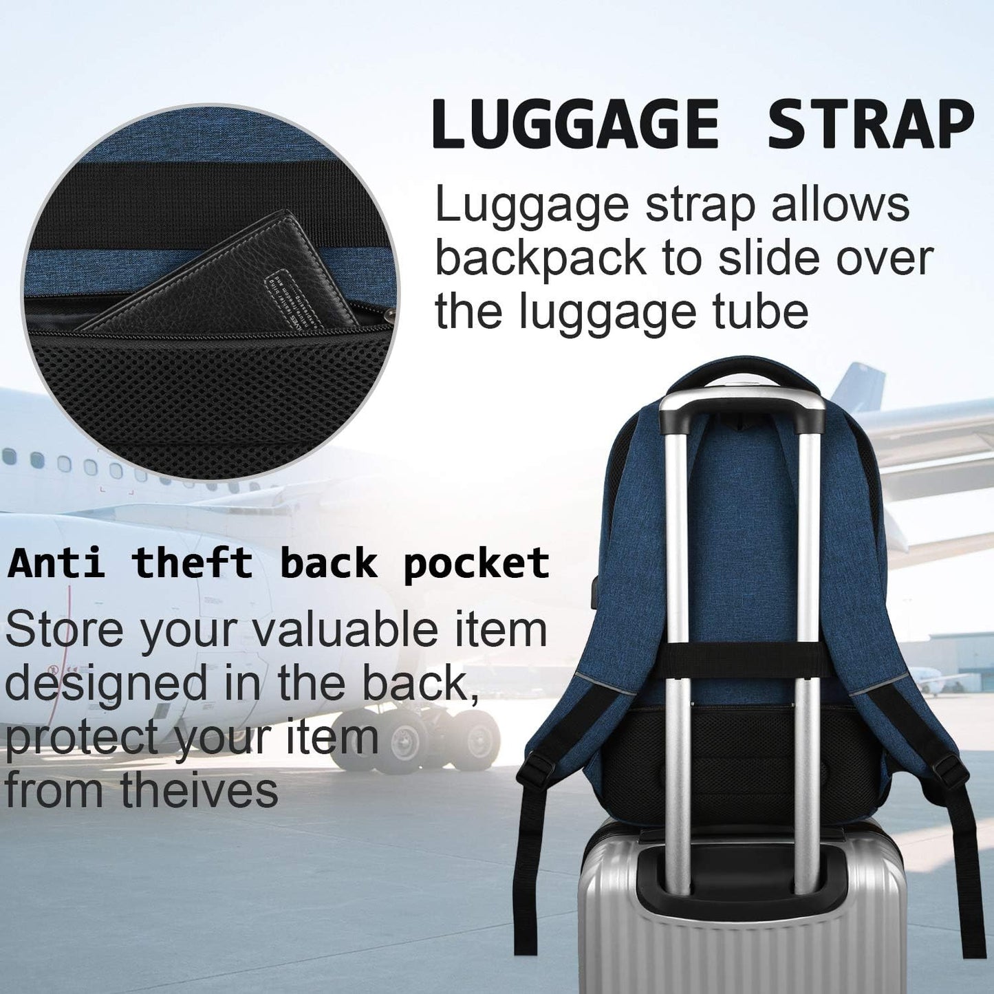 Secure Laptop Backpack with USB Charging and Pockets