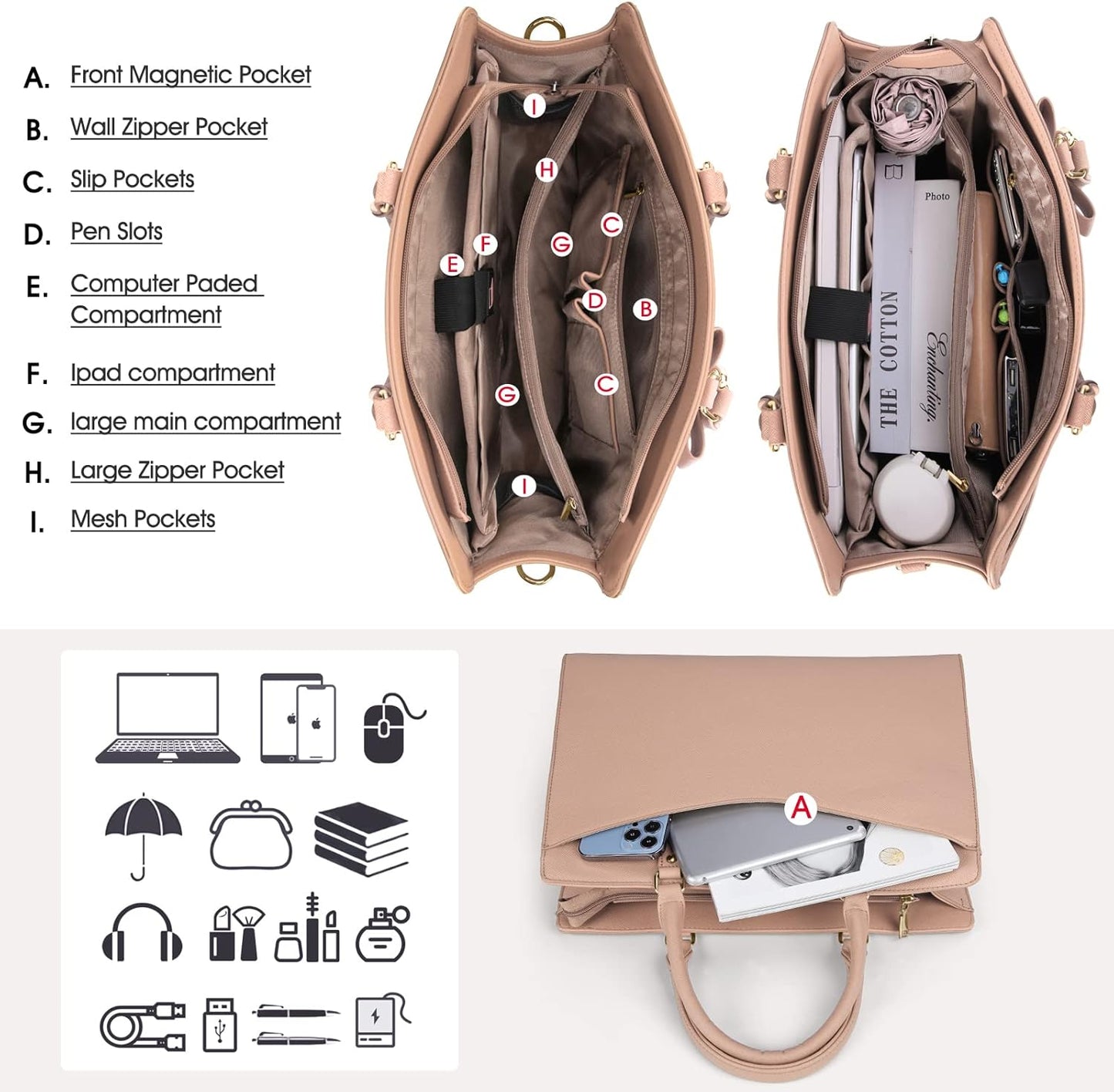 Professional Ladies Laptop Handbag with Multiple Pockets