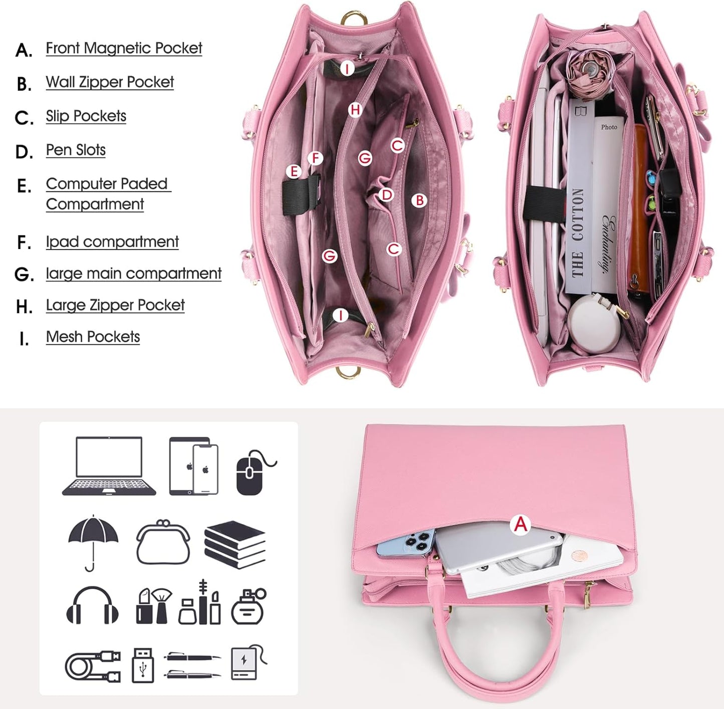 Professional Ladies Laptop Handbag with Multiple Pockets
