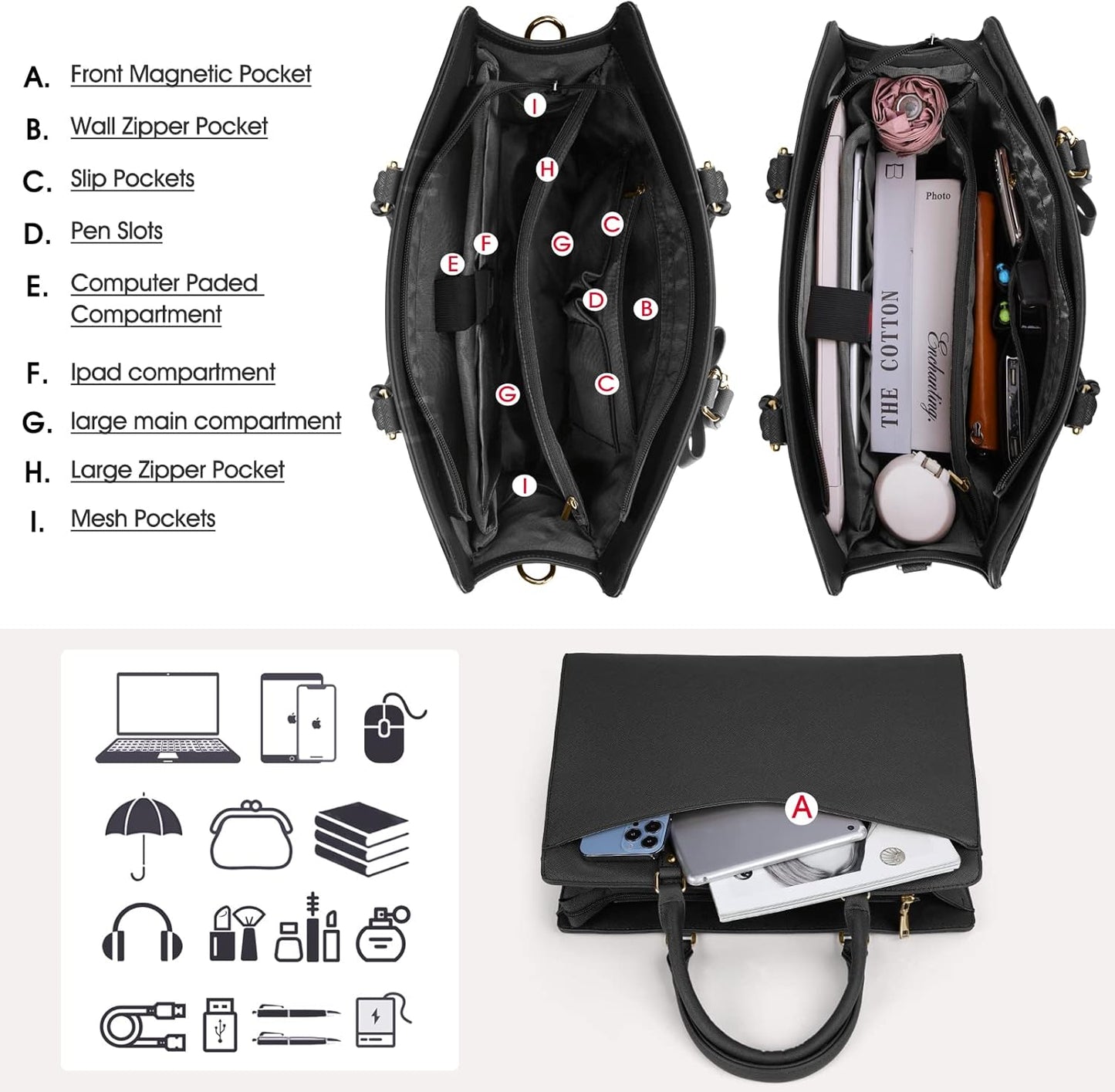 Professional Ladies Laptop Handbag with Multiple Pockets