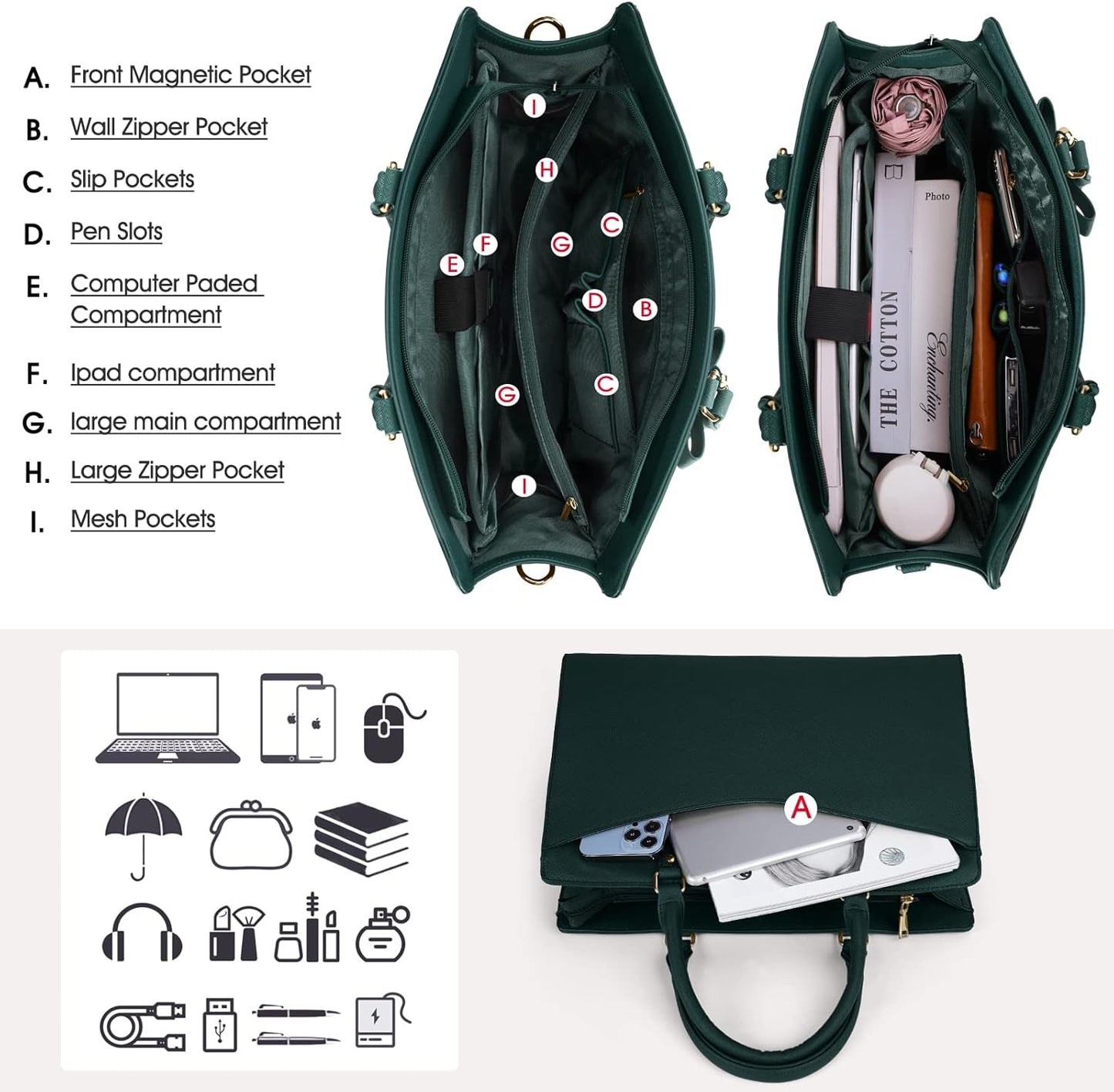 Professional Ladies Laptop Handbag with Multiple Pockets