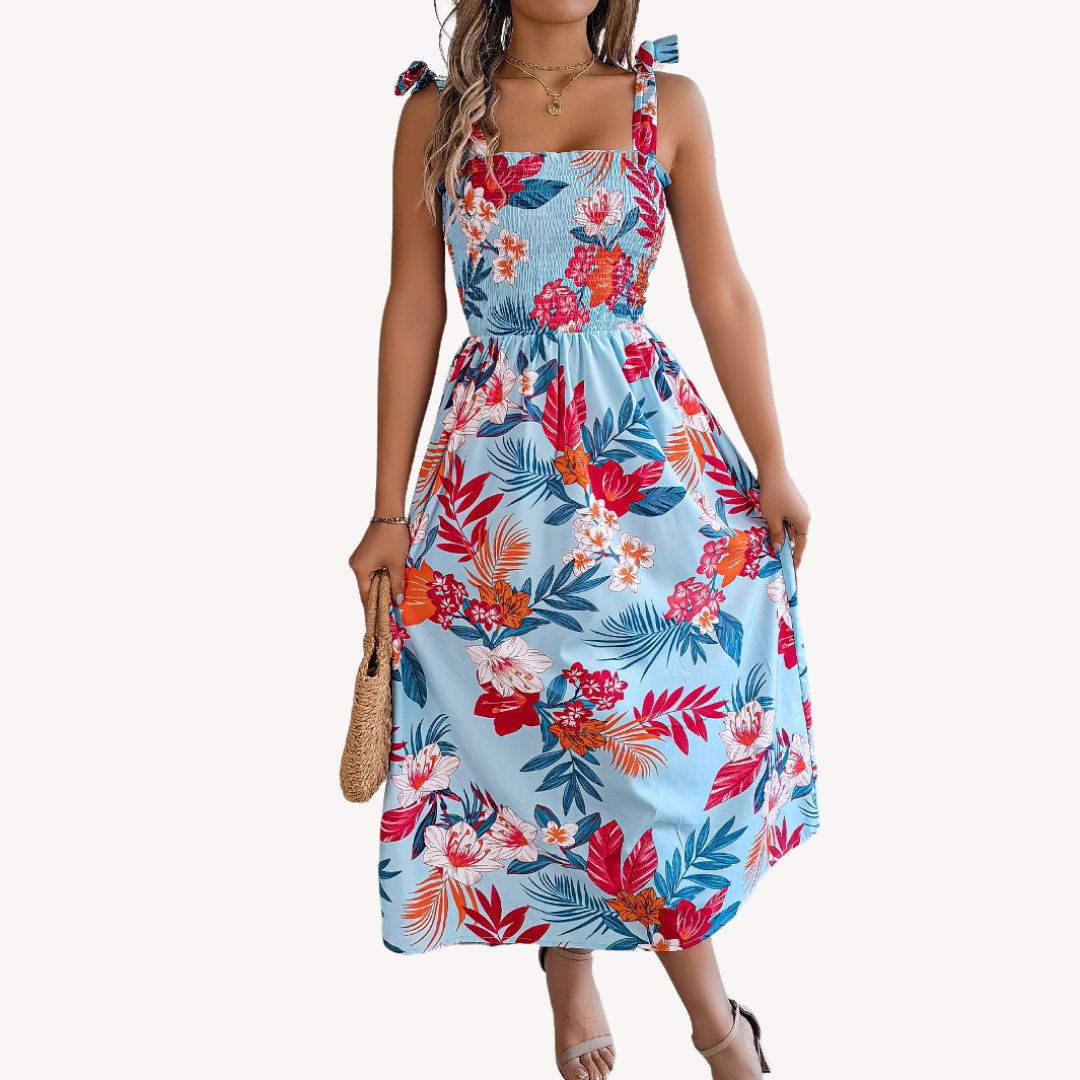 Pretty Floral Ruffled Maxi Chiffon Dress