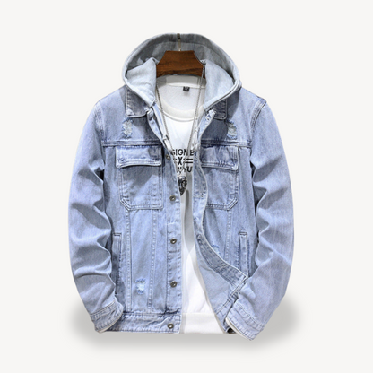 Casual Blue Jeans Hooded Jacket for Men