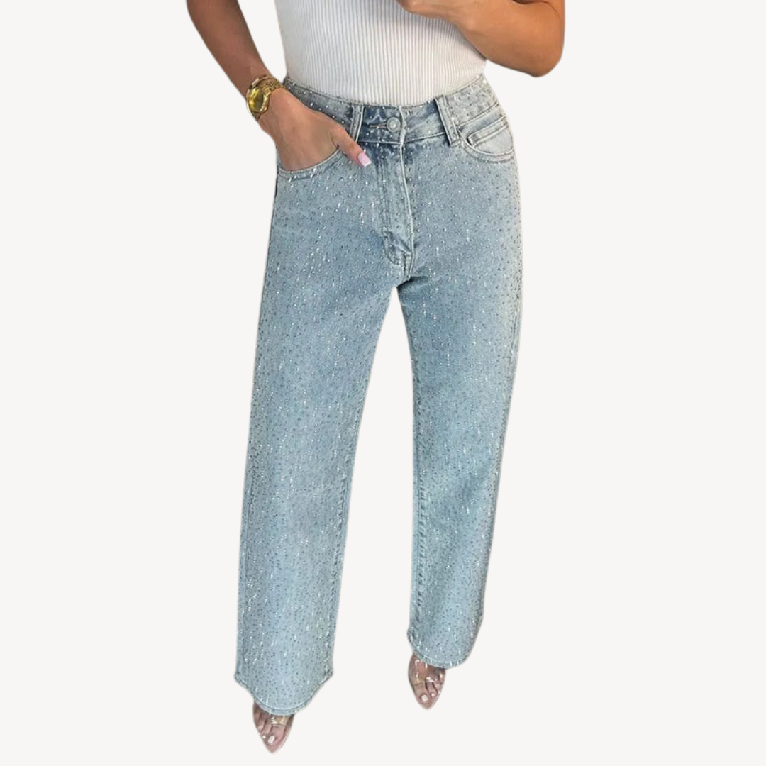 Sparkly Embellished High Waist Jeans