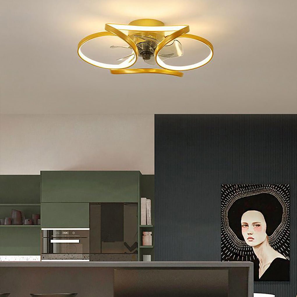 LED Flush Mount Ceiling Fan Light - Modern Design for Living Spaces