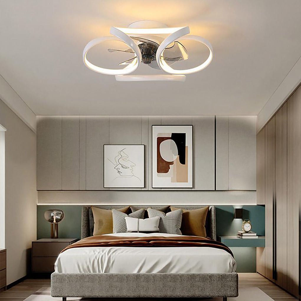 LED Flush Mount Ceiling Fan Light - Modern Design for Living Spaces
