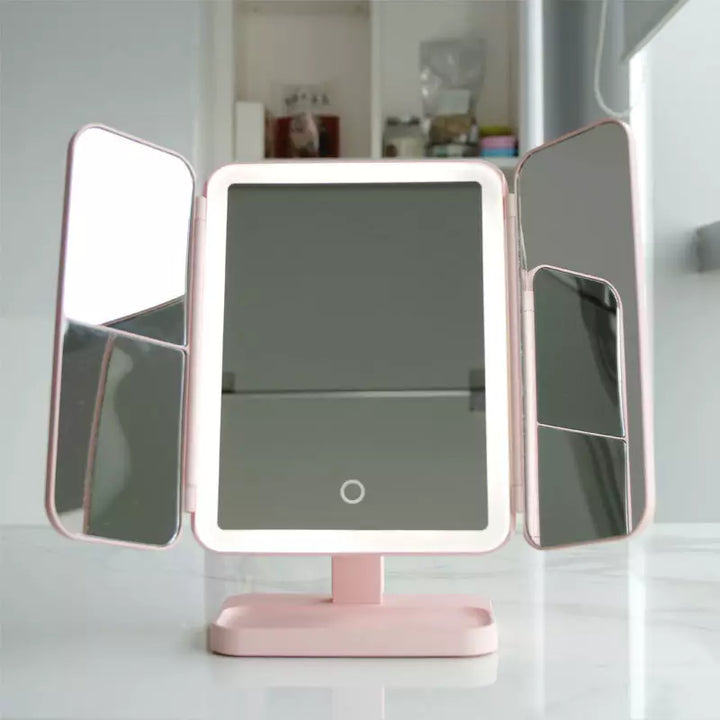 Portable LED Makeup Mirror with Foldable Triple Lights