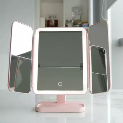 Portable LED Makeup Mirror with Foldable Triple Lights
