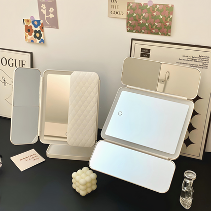 Portable LED Makeup Mirror with Foldable Triple Lights