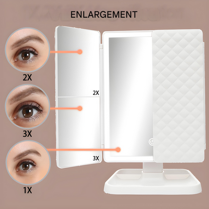 Portable LED Makeup Mirror with Foldable Triple Lights