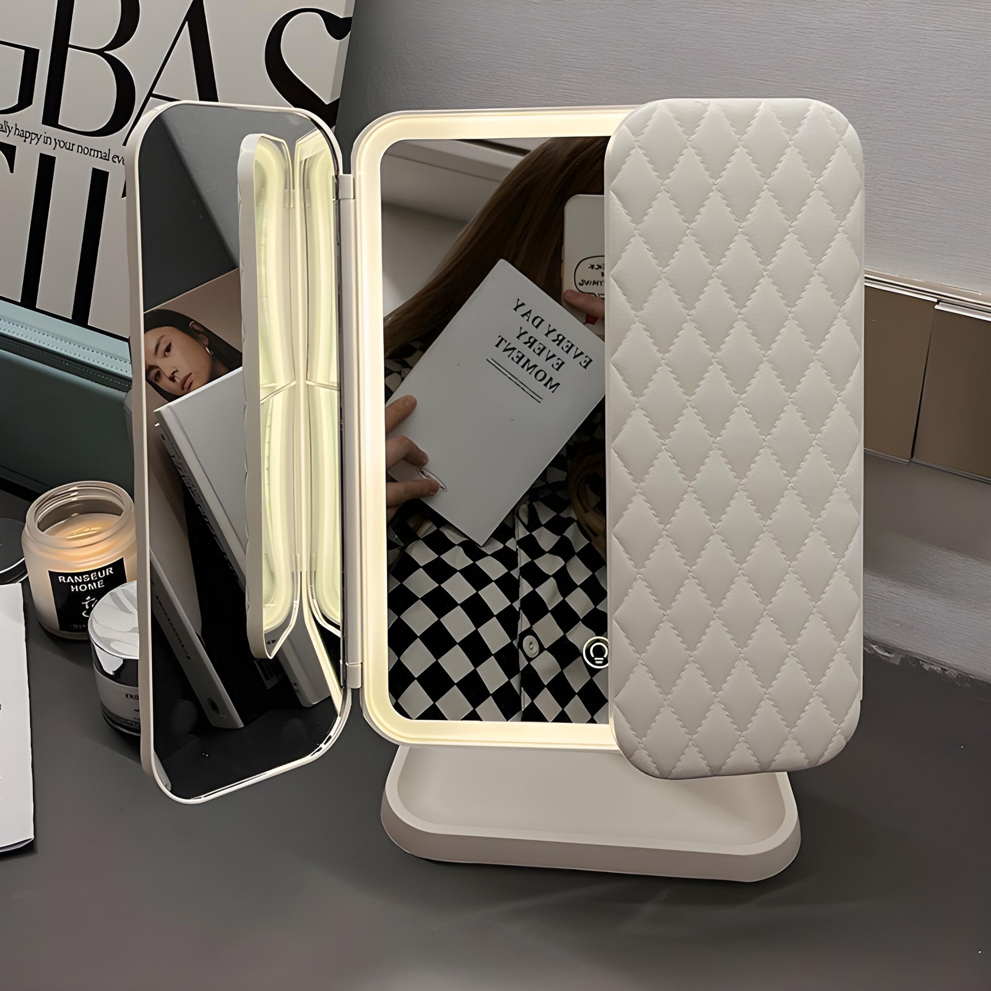 Portable LED Makeup Mirror with Foldable Triple Lights - OutfitLondon