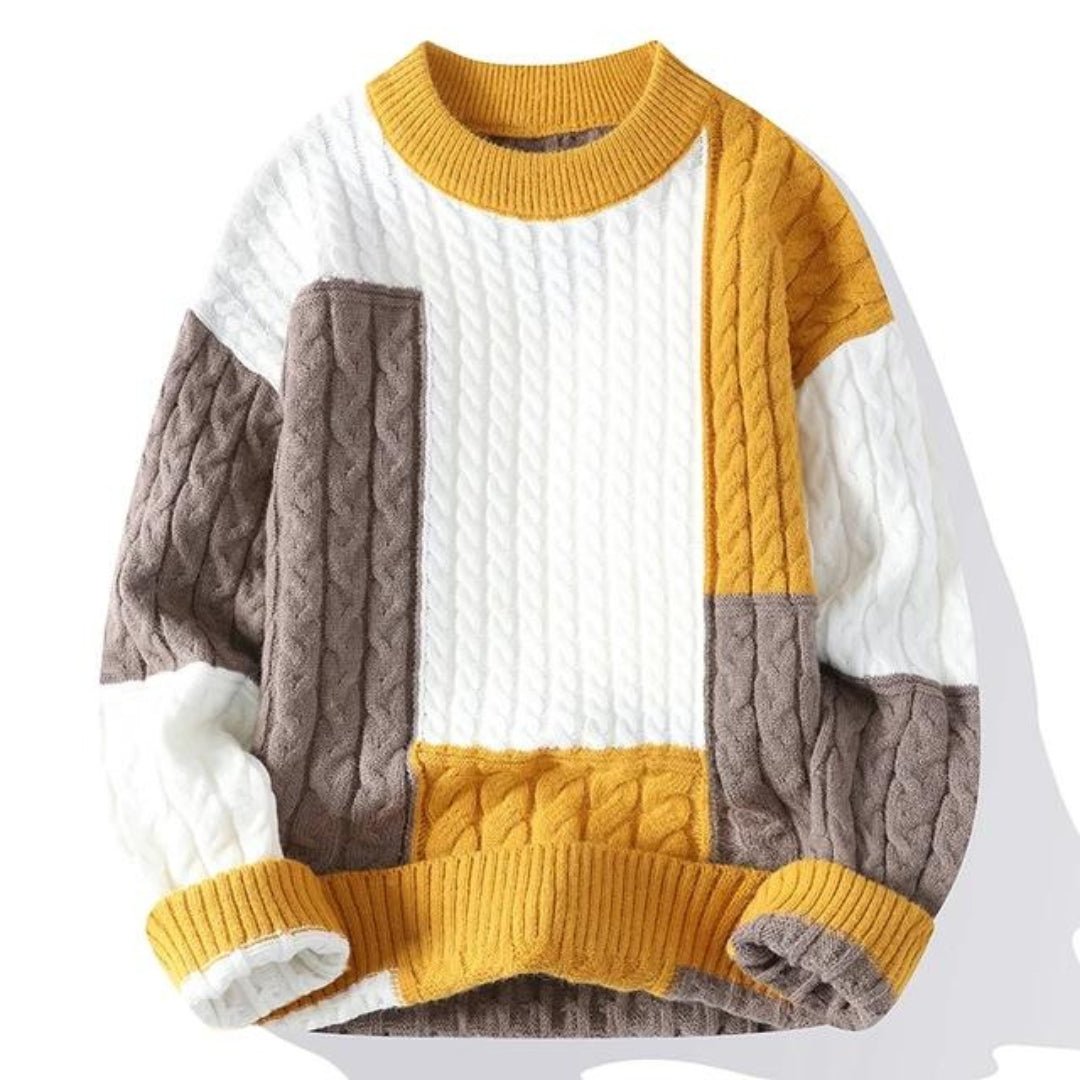 Colorful Crew Neck Wool Sweater for Men - OutfitLondon