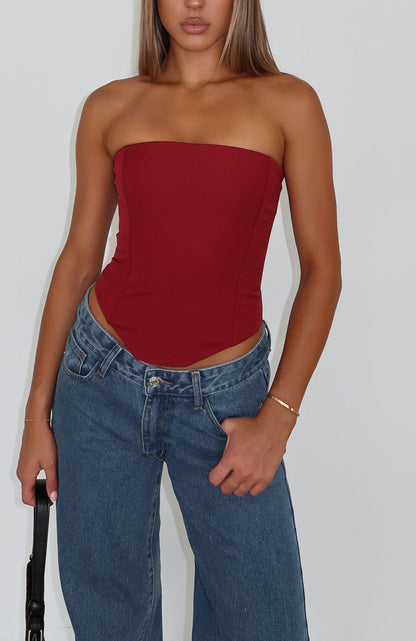 Leonora | Strapless Lace-Up Festival Outfit Bustier Top