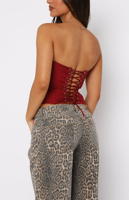 Leonora | Strapless Lace-Up Festival Outfit Bustier Top