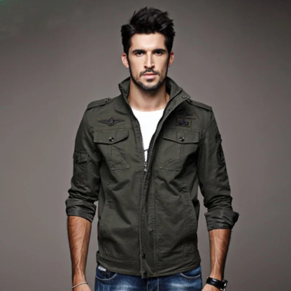 Classic Army Style Men's Khaki Jacket with Pockets