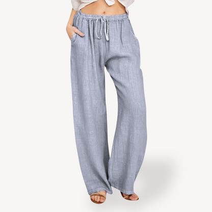 Relaxed Fit Linen Drawstring Trousers for Women