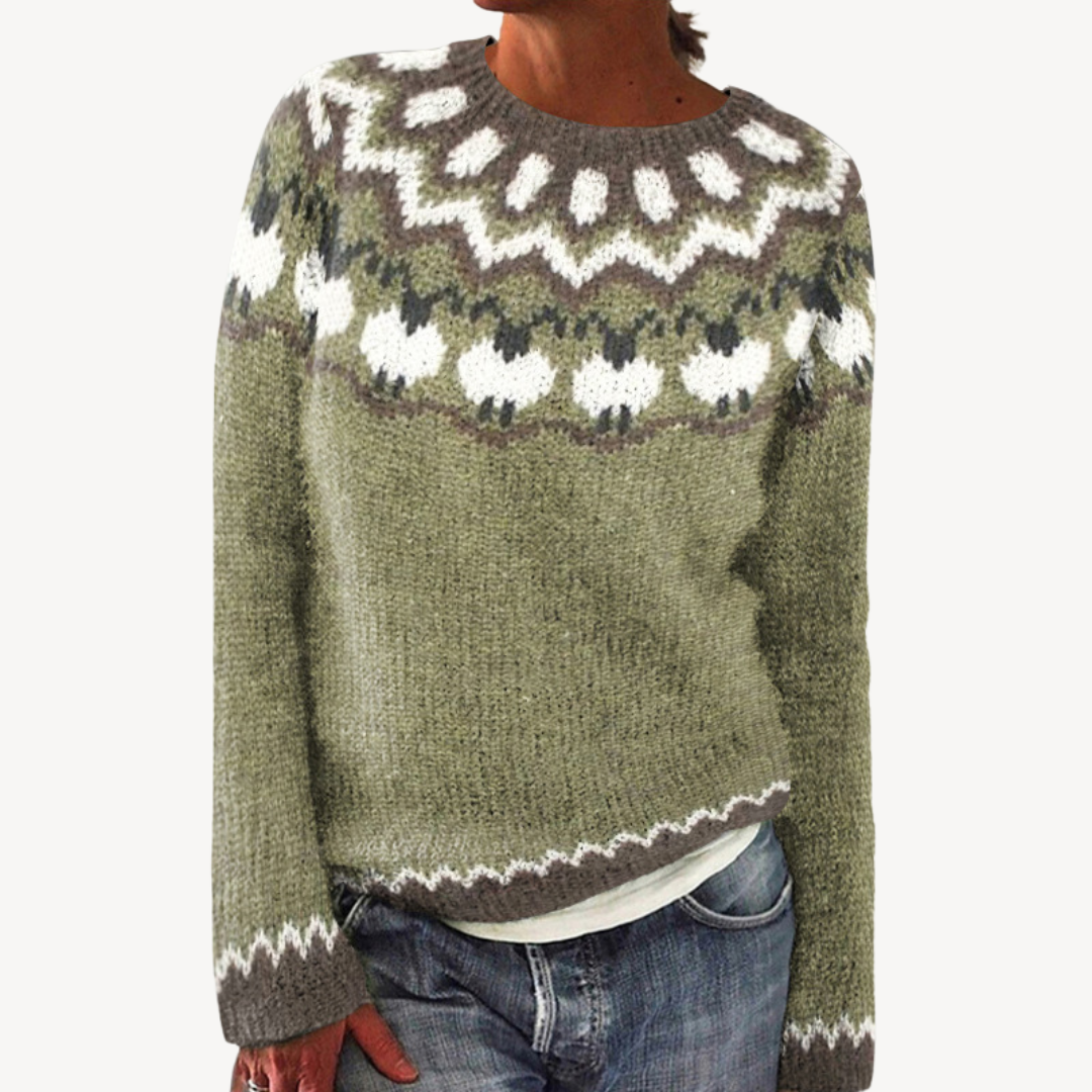 Pretty Flower Knit Sweater for Ladies