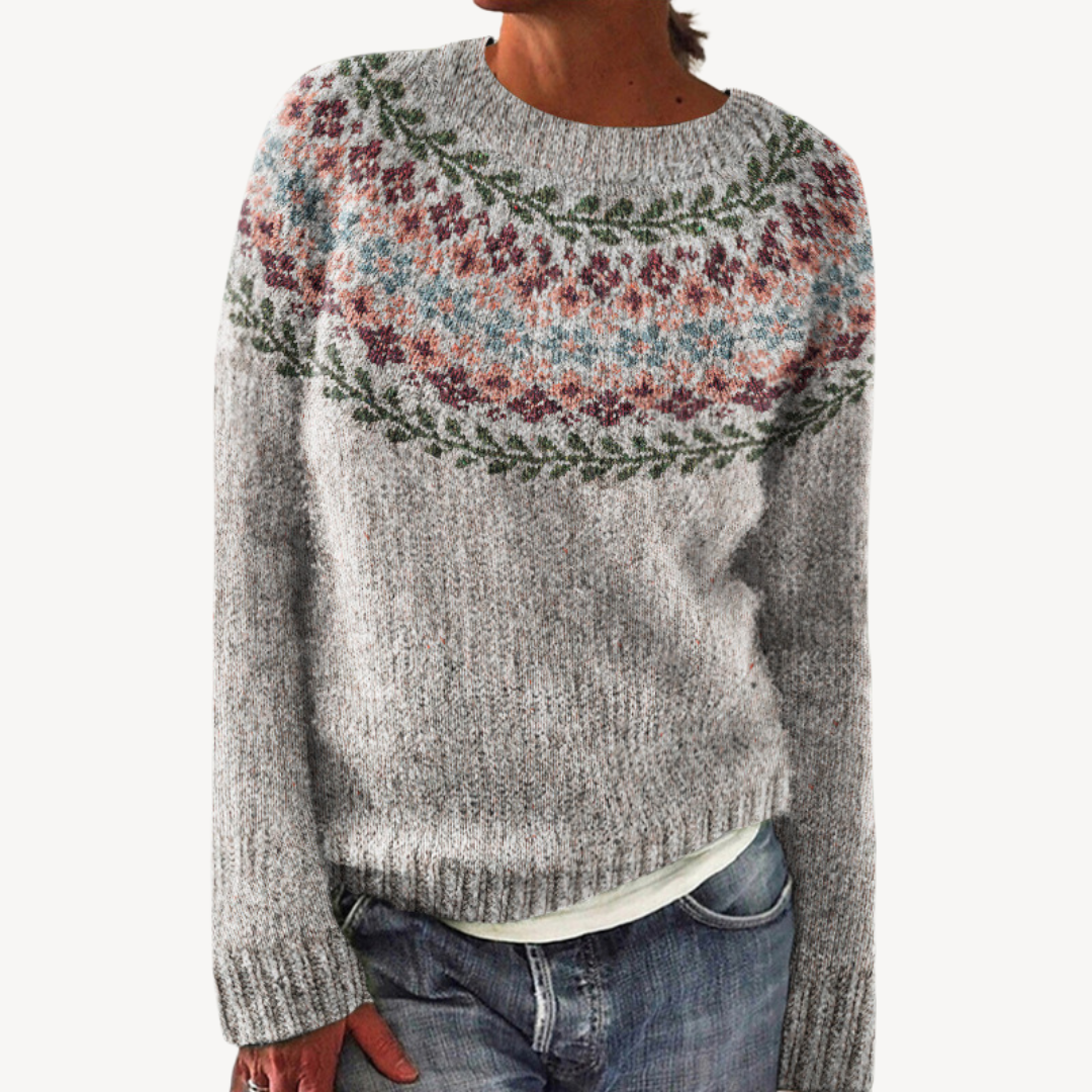 Pretty Flower Knit Sweater for Ladies