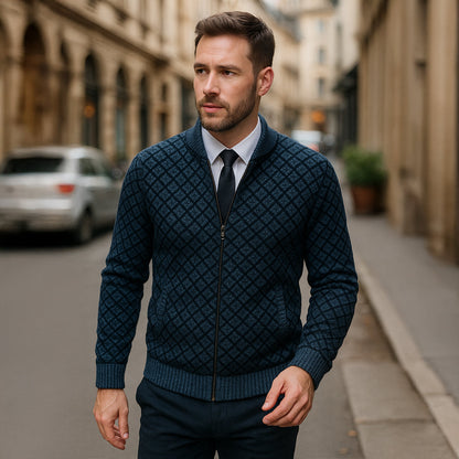 Men's Thick Knit Zipper Sweater Cardigan