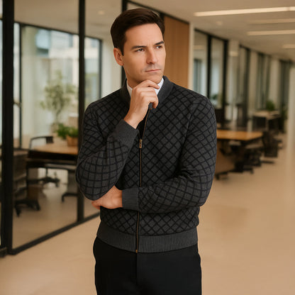 Men's Thick Knit Zipper Sweater Cardigan