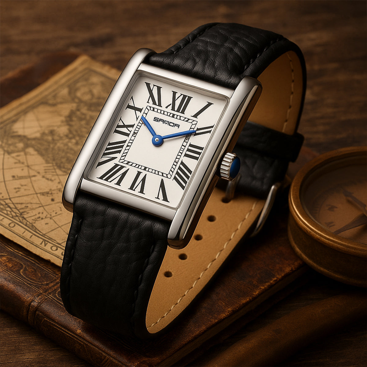 Elegant Men's Quartz Watch - Genuine Leather Band